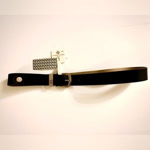 Adrienne Vittadini Studio belt. Black with a gold buckle and diamonds.